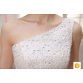 Wholesales one-shoulder puffy ball gown lace appliques cheap plus size beading wedding dress